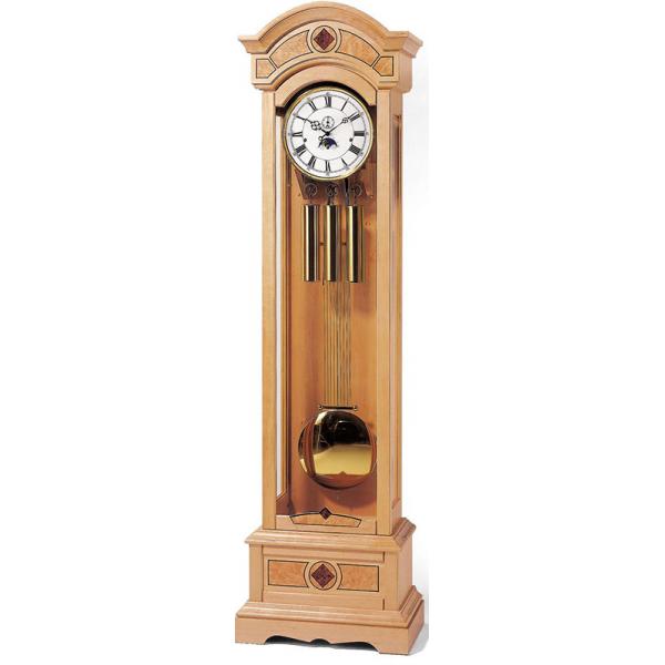 Horloges de parquet AMS 202cm, horloge stand mécanique en bois d'aulne à  phases de lune + sonneries