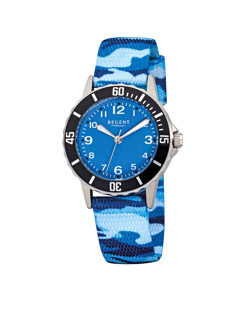 Coole Regent mit Kinderuhr Camoflage blauem Uhrenband