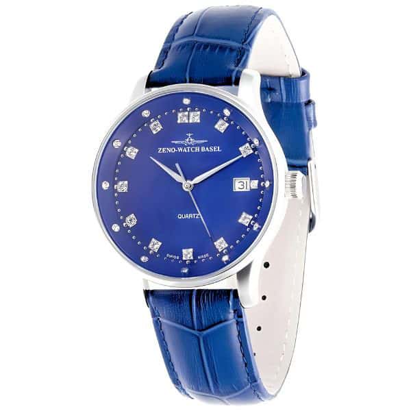 ZENO-WATCH BASEL, Medium Size Crystals, Quartzuhr blau